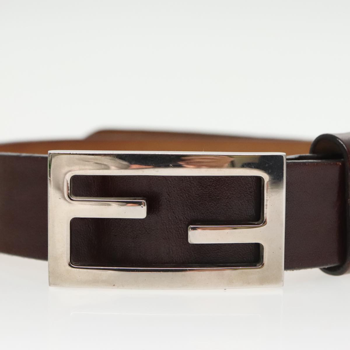 FENDI Belt Leather 31.9"" Brown Auth yk16060