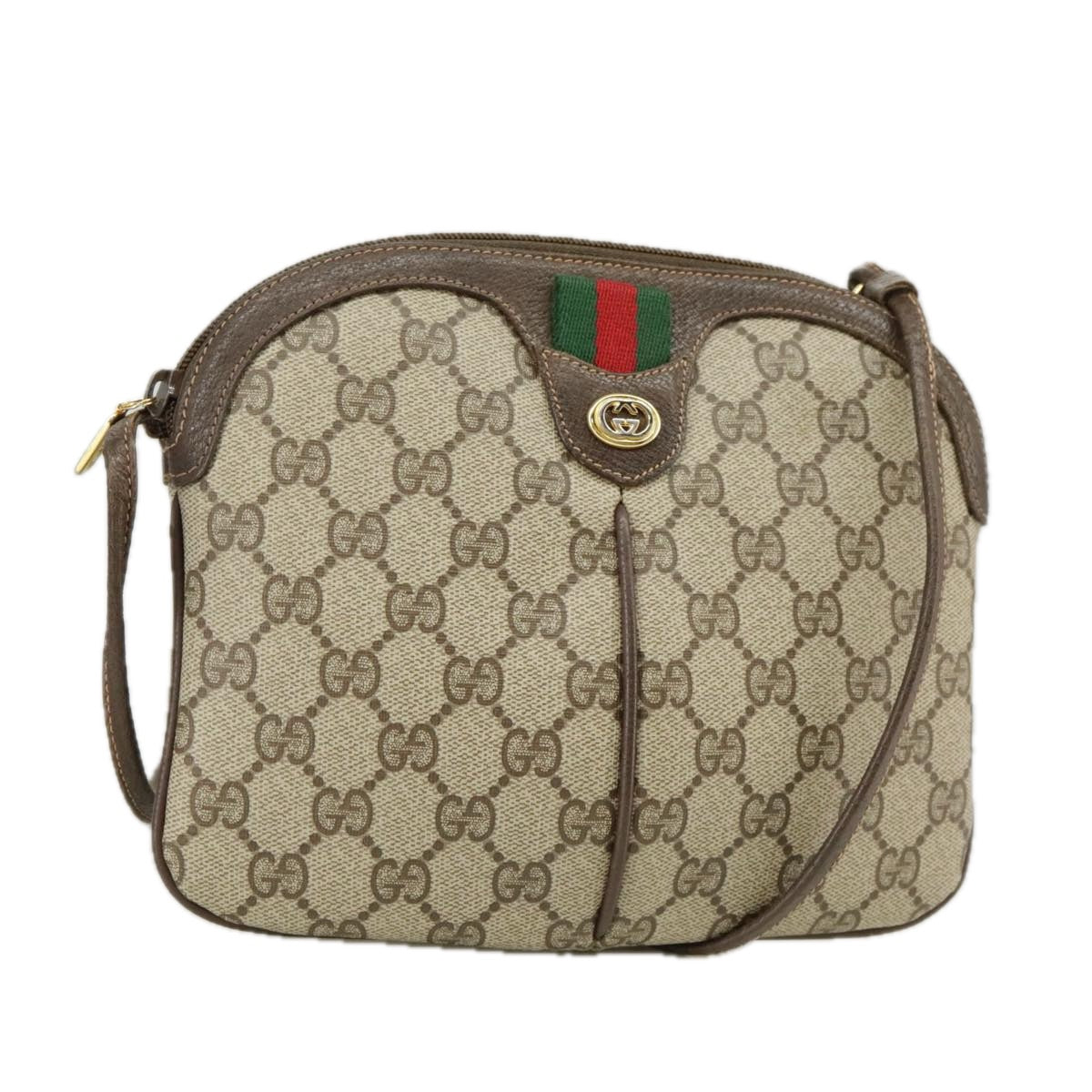 GUCCI GG Supreme Web Sherry Line Shoulder Bag PVC Beige 904 02 047 Auth yk16063