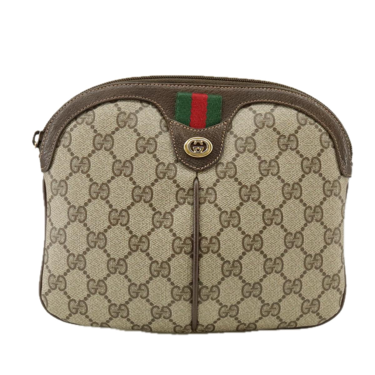 GUCCI GG Supreme Web Sherry Line Shoulder Bag PVC Beige 904 02 047 Auth yk16063 - 0