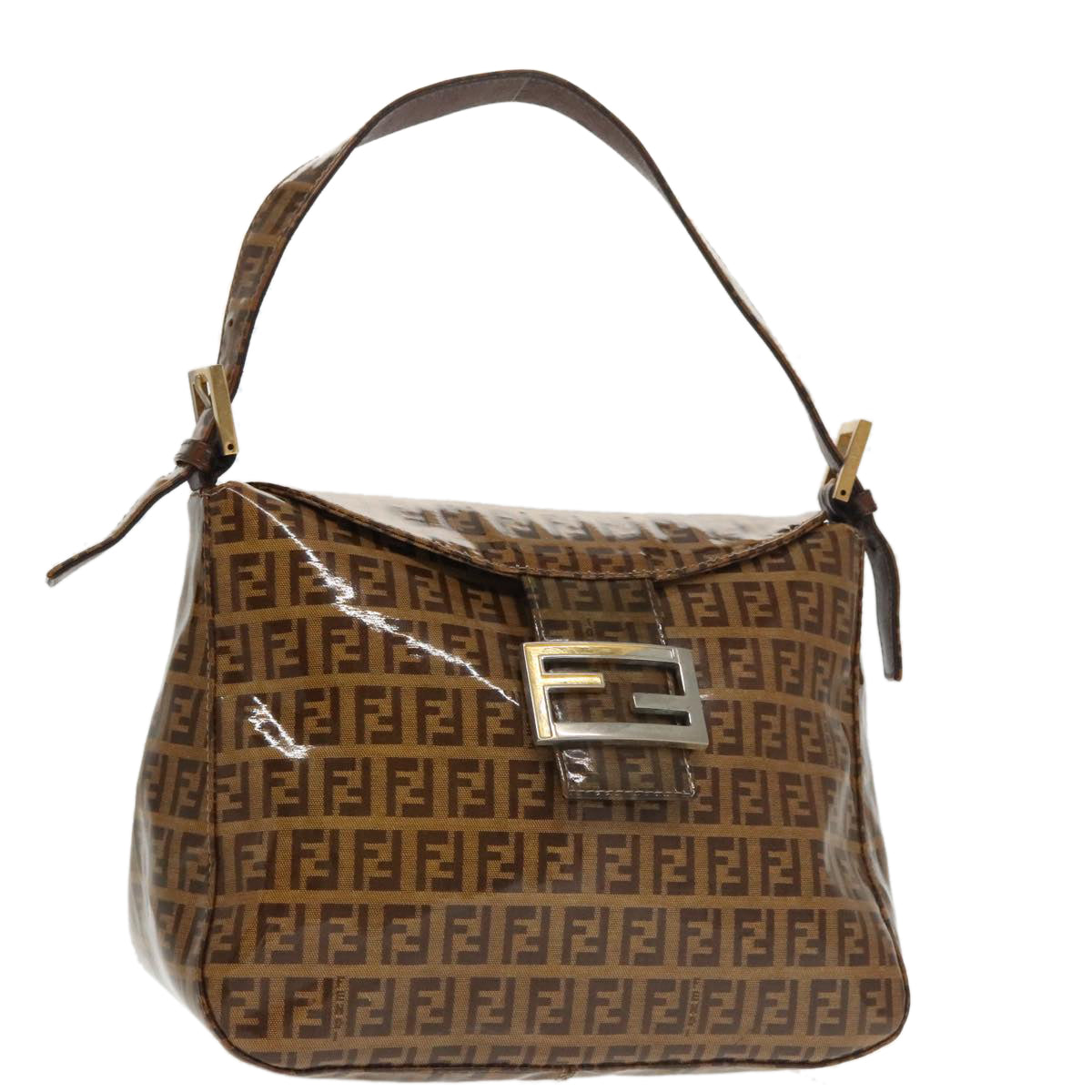 FENDI Zucchino Canvas Mamma Baguette Shoulder Bag Enamel Beige Auth yk16064