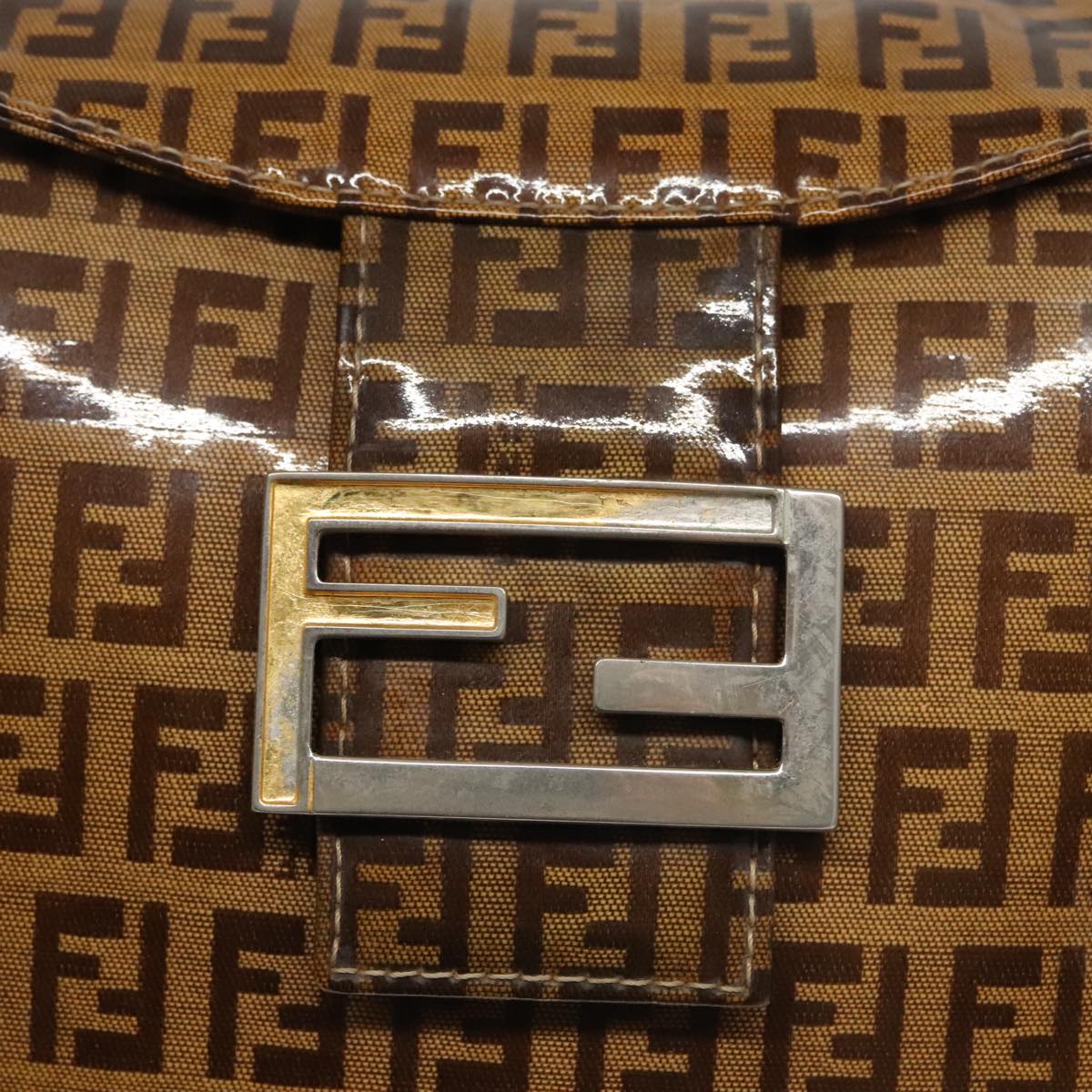 FENDI Zucchino Canvas Mamma Baguette Shoulder Bag Enamel Beige Auth yk16064