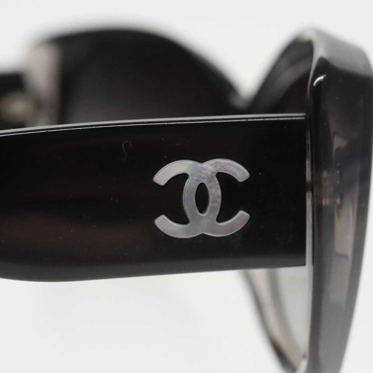 CHANEL Sunglasses plastic Black CC Auth yk16074