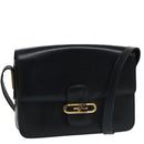 GUCCI Shoulder Bag Leather Navy Gold Auth yk16077-1