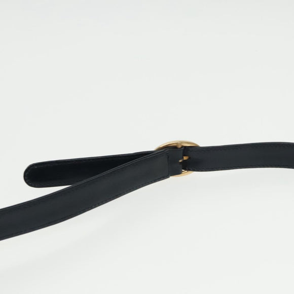 GUCCI Shoulder Bag Leather Navy Gold Auth yk16077