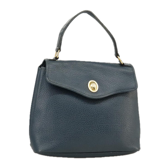 Christian Dior Handtasche Leder Navy Gold Auth yk16078