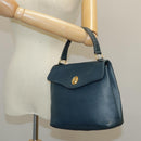 Christian Dior Hand Bag Leather Navy Gold Auth yk16078-23