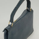 Christian Dior Hand Bag Leather Navy Gold Auth yk16078-6