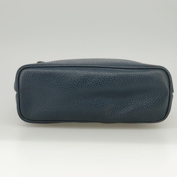 Christian Dior Handtasche Leder Navy Gold Auth yk16078