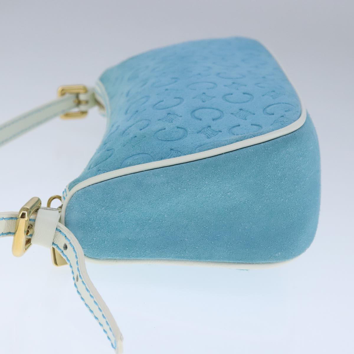 CELINE C Macadam Canvas Accessory Pouch Blue Auth yk16090