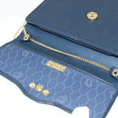 Christian Dior Chain Shoulder Bag Leather Navy Gold Auth yk16101-10