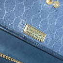 Christian Dior Chain Shoulder Bag Leather Navy Gold Auth yk16101-11