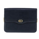 Christian Dior Chain Shoulder Bag Leather Navy Gold Auth yk16101-13