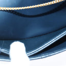 Christian Dior Chain Shoulder Bag Leather Navy Gold Auth yk16101-20