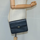 Christian Dior Chain Shoulder Bag Leather Navy Gold Auth yk16101-21