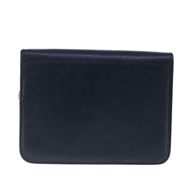 Christian Dior Chain Shoulder Bag Leather Navy Gold Auth yk16101 - 0