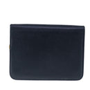 Christian Dior Chain Shoulder Bag Leather Navy Gold Auth yk16101-2