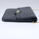 Christian Dior Chain Shoulder Bag Leather Navy Gold Auth yk16101-4