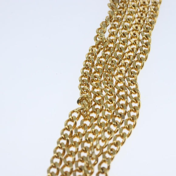 Christian Dior Chain Shoulder Bag Leather Navy Gold Auth yk16101