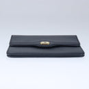 Christian Dior Chain Shoulder Bag Leather Navy Gold Auth yk16101-5