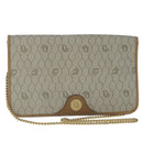Christian Dior Honeycomb Canvas Chain Shoulder Bag PVC Beige Gold Auth yk16112-1