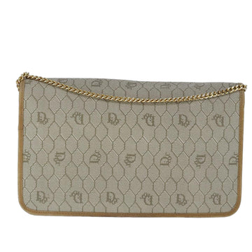 Christian Dior Honeycomb Canvas Chain Shoulder Bag PVC Beige Gold Auth yk16112 - 0