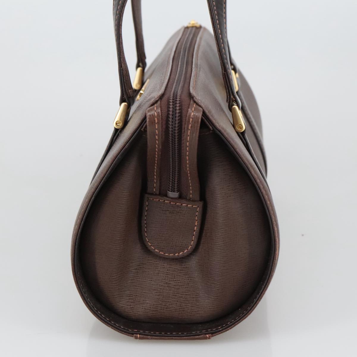 BURBERRY Hand Bag Leather Brown Gold Auth yk16155