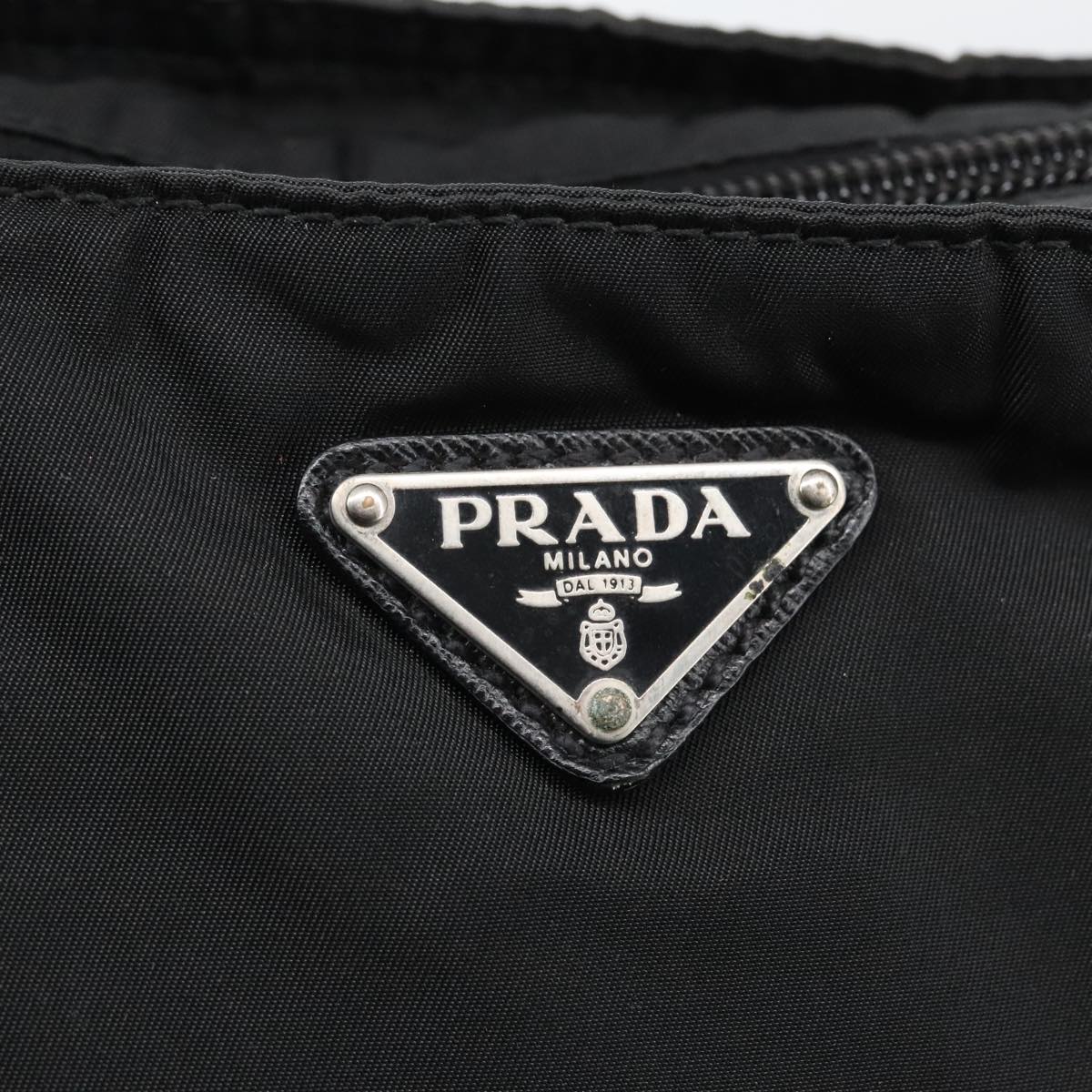 PRADA Shoulder Bag Nylon Black Silver Auth yk16168