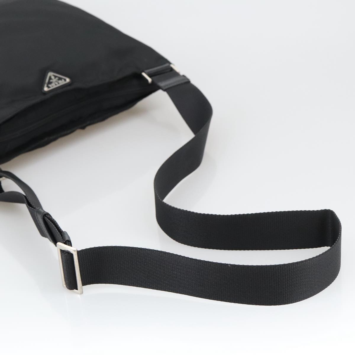 PRADA Shoulder Bag Nylon Black Silver Auth yk16168