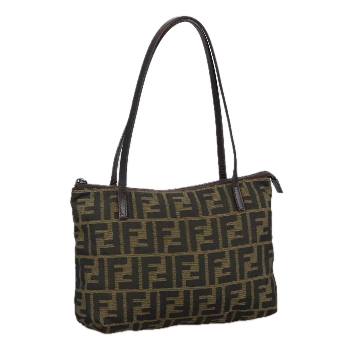 FENDI Zucca Canvas Tote Bag Brown Black Auth yk16182