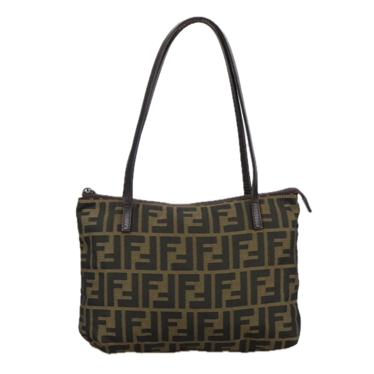 FENDI Zucca Canvas Tote Bag Brown Black Auth yk16182