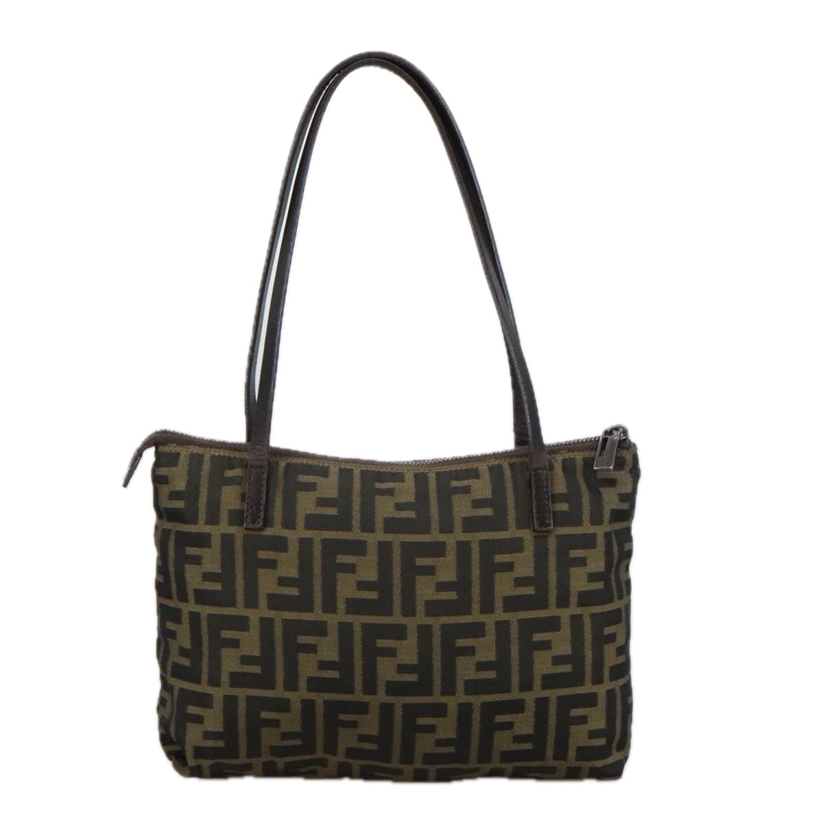 FENDI Zucca Canvas Tote Bag Brown Black Auth yk16182 - 0