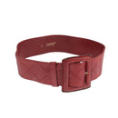 CHANEL Bicolore Belt Leather 26.4""-31.1"" Red Gold CC Auth yk16186-1