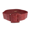 CHANEL Bicolore Belt Leather 26.4""-31.1"" Red Gold CC Auth yk16186-2
