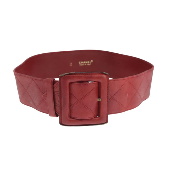 CHANEL Bicolore Belt Leather 26.4""-31.1"" Red Gold CC Auth yk16186