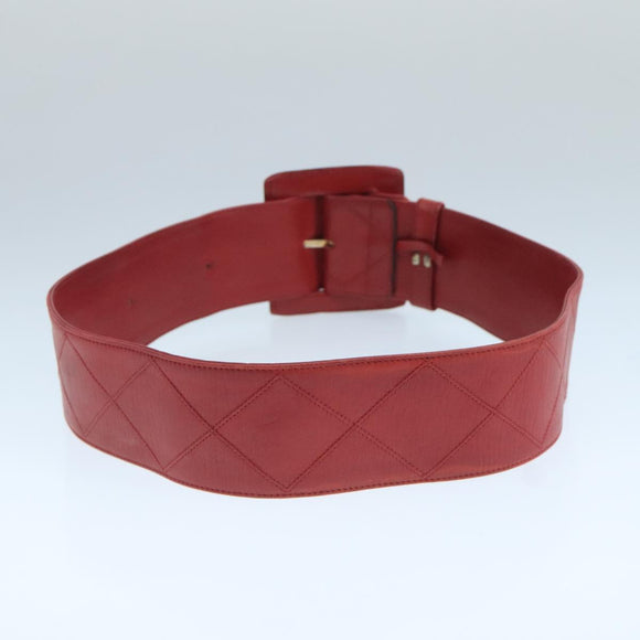 CHANEL Bicolore Belt Leather 26.4""-31.1"" Red Gold CC Auth yk16186