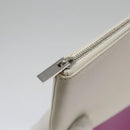 CELINE Clutch Bag Leather Purple White Silver Auth yk16218-9
