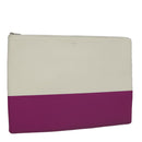 CELINE Clutch Bag Leather Purple White Silver Auth yk16218-1