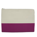 CELINE Clutch Bag Leather Purple White Silver Auth yk16218-13