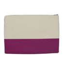 CELINE Clutch Bag Leather Purple White Silver Auth yk16218-2
