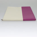CELINE Clutch Bag Leather Purple White Silver Auth yk16218-4