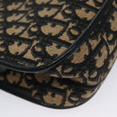 Christian Dior Trotter Canvas Hand Bag Navy Beige Gold Auth yk16224-13