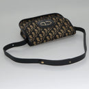 Christian Dior Trotter Canvas Hand Bag Navy Beige Gold Auth yk16224-7