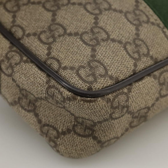 GUCCI GG Supreme Web Sherry Line Shoulder Bag Beige Silver 162910 Auth yk16237