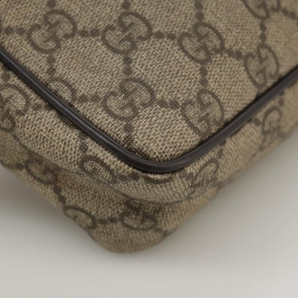 GUCCI GG Supreme Web Sherry Line Shoulder Bag Beige Silver 162910 Auth yk16237