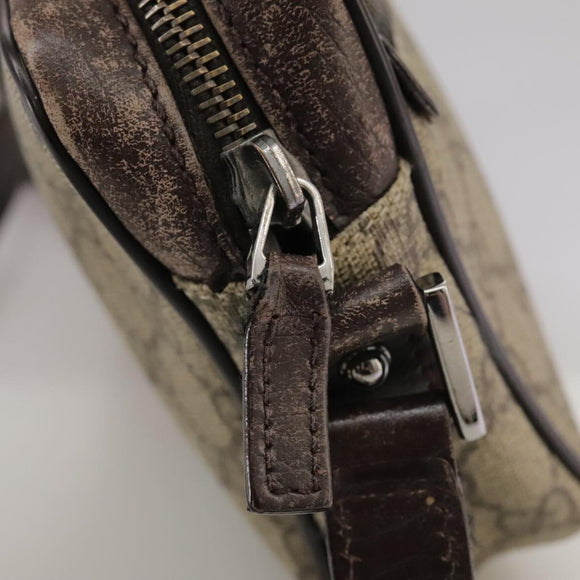 GUCCI GG Supreme Web Sherry Line Shoulder Bag Beige Silver 162910 Auth yk16237