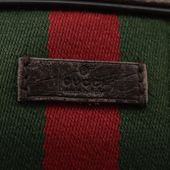 GUCCI GG Supreme Web Sherry Line Shoulder Bag Beige Silver 162910 Auth yk16237