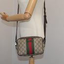 GUCCI GG Supreme Web Sherry Line Shoulder Bag Beige Silver 162910 Auth yk16237-23