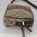 GUCCI GG Supreme Web Sherry Line Shoulder Bag Beige Silver 162910 Auth yk16237-4