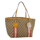 GUCCI GG Canvas Sherry Line Tote Bag Beige Gold 211971 Auth yk16245-1