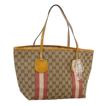 GUCCI GG Canvas Sherry Line Tote Bag Beige Gold 211971 Auth yk16245